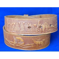 VGP Embossed Full Grain Leather Belt Wildlife Eagle Design . Range Tan 28"(71cm)